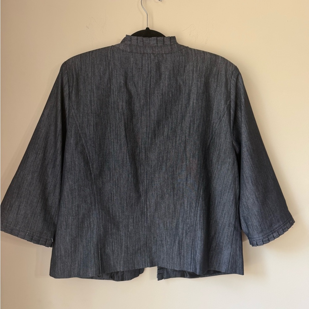 DRESSBARN Blue Open Front “Jean Jacket “ Lined Blazer Jacket XL - Picture 3 of 4